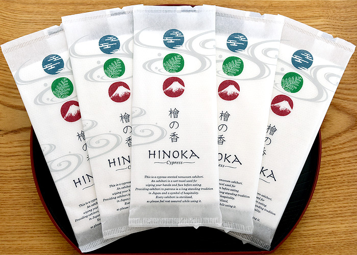 世界最高クラスのアロマ紙おしぼり「檜の香（ひのか）HINOKA」